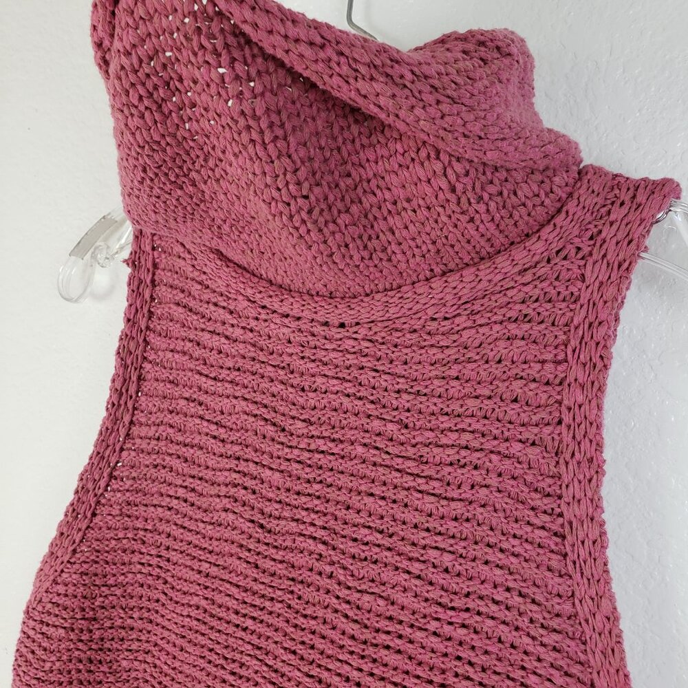 Anthropologie Dusty Pink Sleeveless Textured Mock-Neck Top - Picture 6 of 13